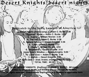 Desert Knights, back of CD cover